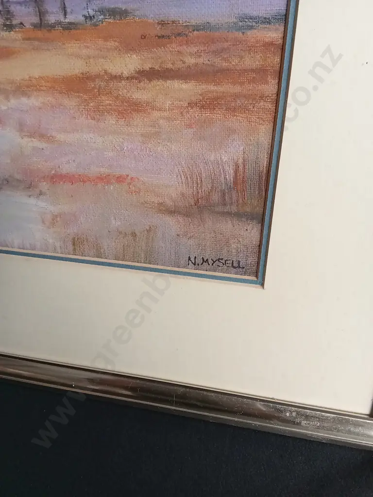 LARGE FRAMED LANDSCAPE PAINTING SIGNED N. MYSELL Image 1++