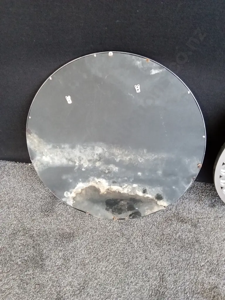2 CIRCULAR MIRRORS ONE HAS DAMAGE ON THE BACK AS PHOTOGRAPHED Image 1++