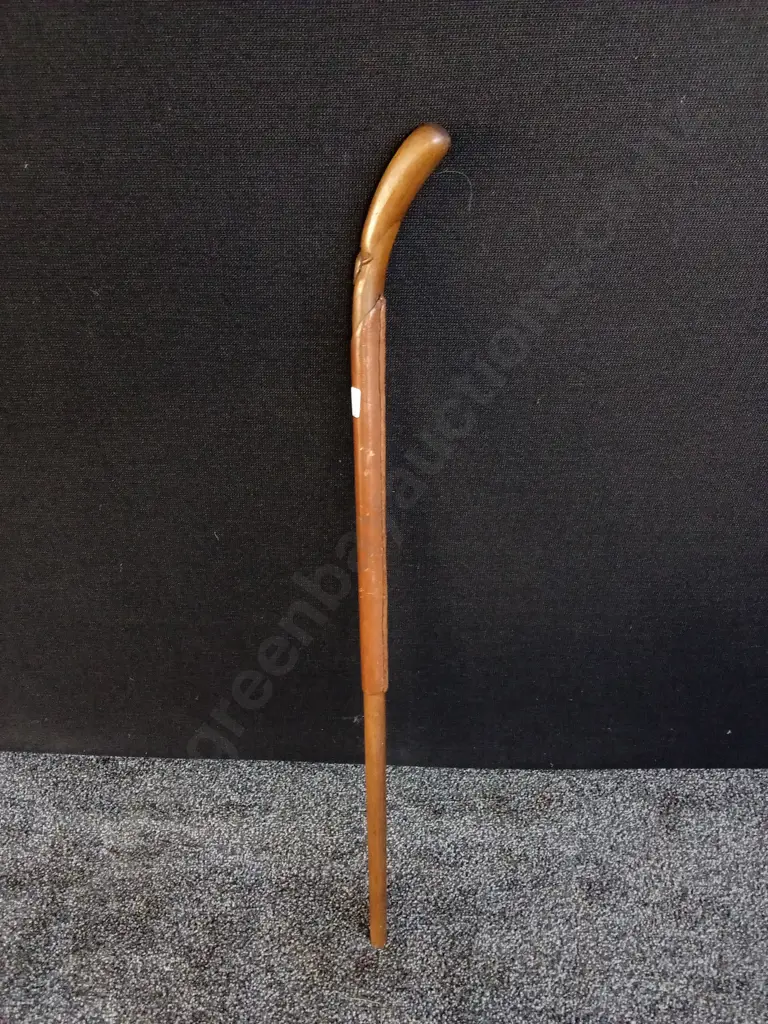 WOODEN AND LEATHER WALKING STICK Image 1++