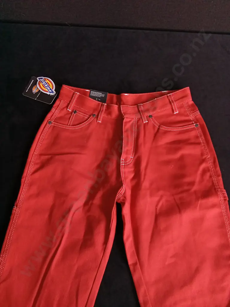 BRAND NEW RED DICKIES TROUSERS SIZE 8 Image 1++