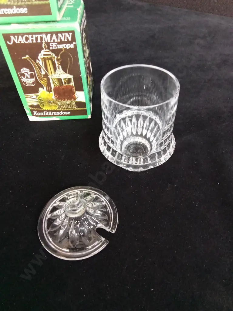 2 NACHTMANN EUROPA CRYSTAL GLASS JAM JARS Image 1++