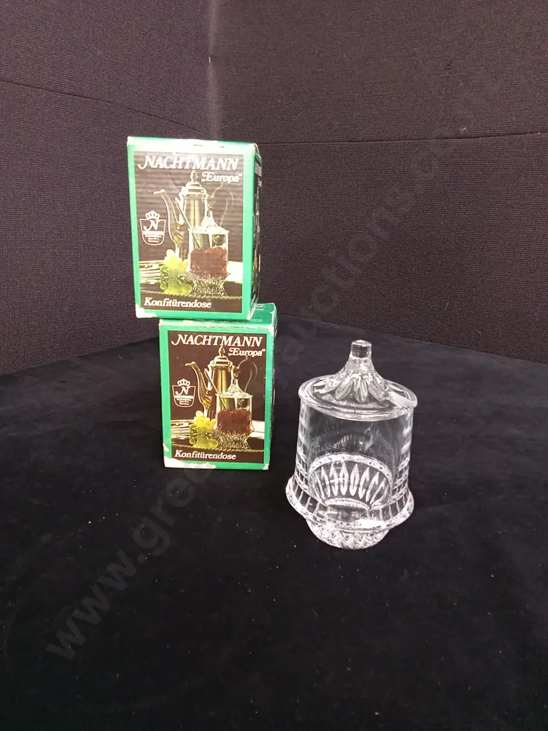 2 NACHTMANN EUROPA CRYSTAL GLASS JAM JARS Image 1++
