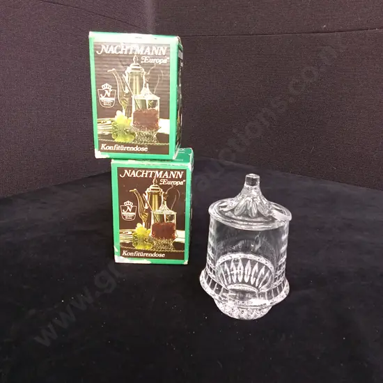 2 NACHTMANN EUROPA CRYSTAL GLASS JAM JARS