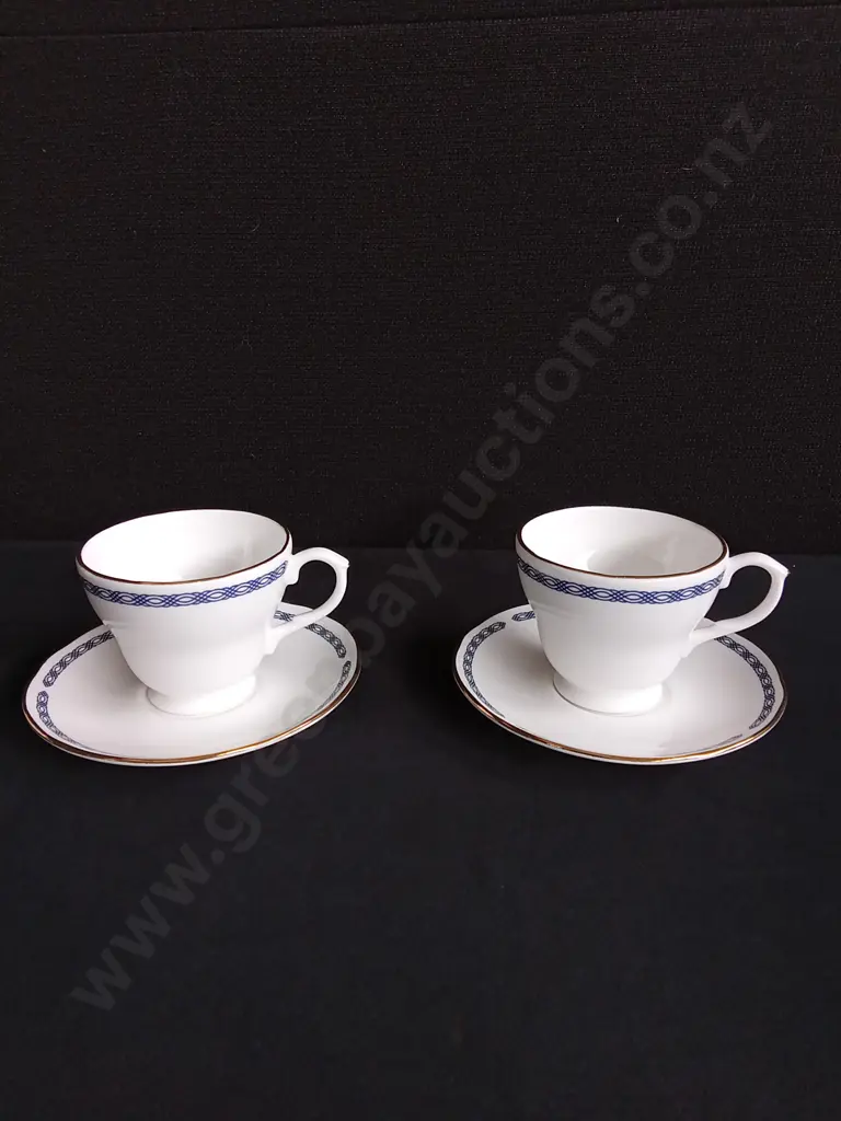 12 PIECES KIRKHOLME COLLECTABLES ENGLISH BONE CHINA TEA CUP AND SAUCER SETS, 5 SETS AND 2 SPARE PLATES Image 1++
