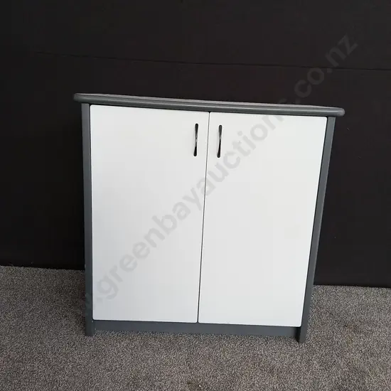 WHITE 2 DOOR CABINET L 92CM H 91CM D 41CM