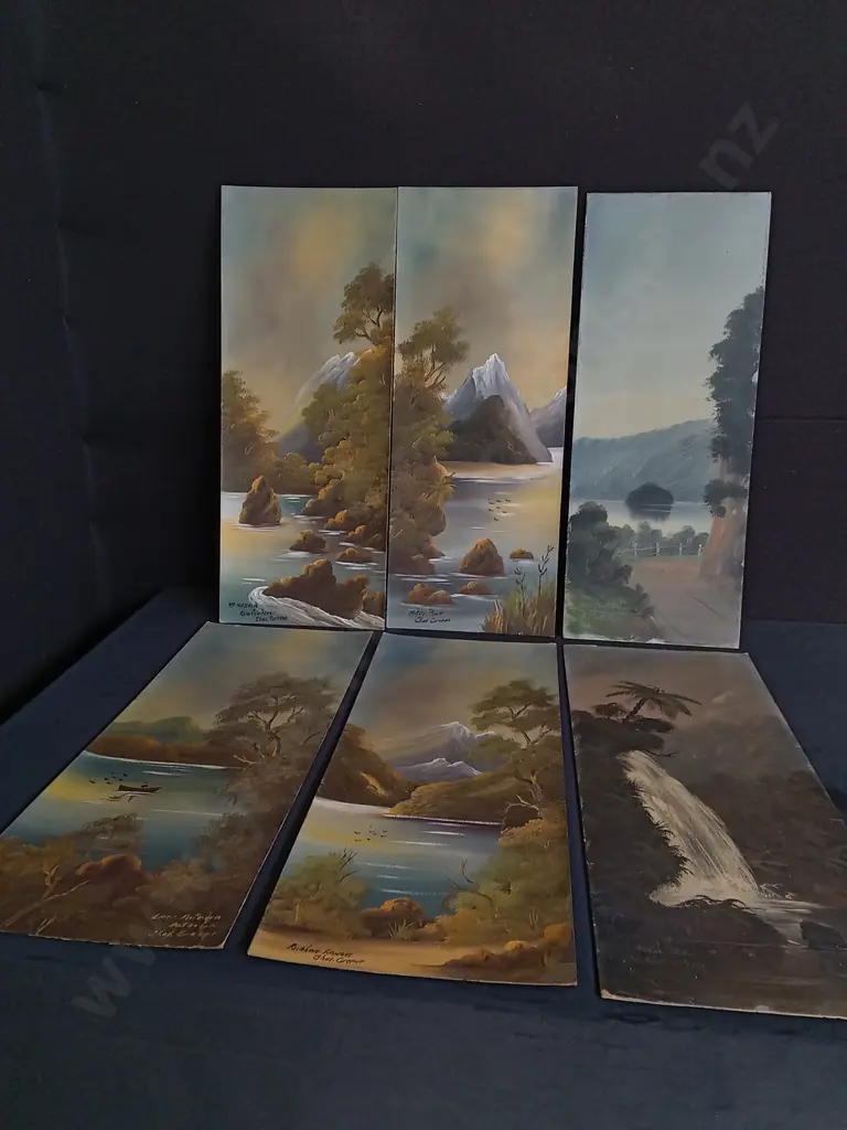 6 ORIGINAL LONG LANDSCAPE PAINTINGS Image 1++