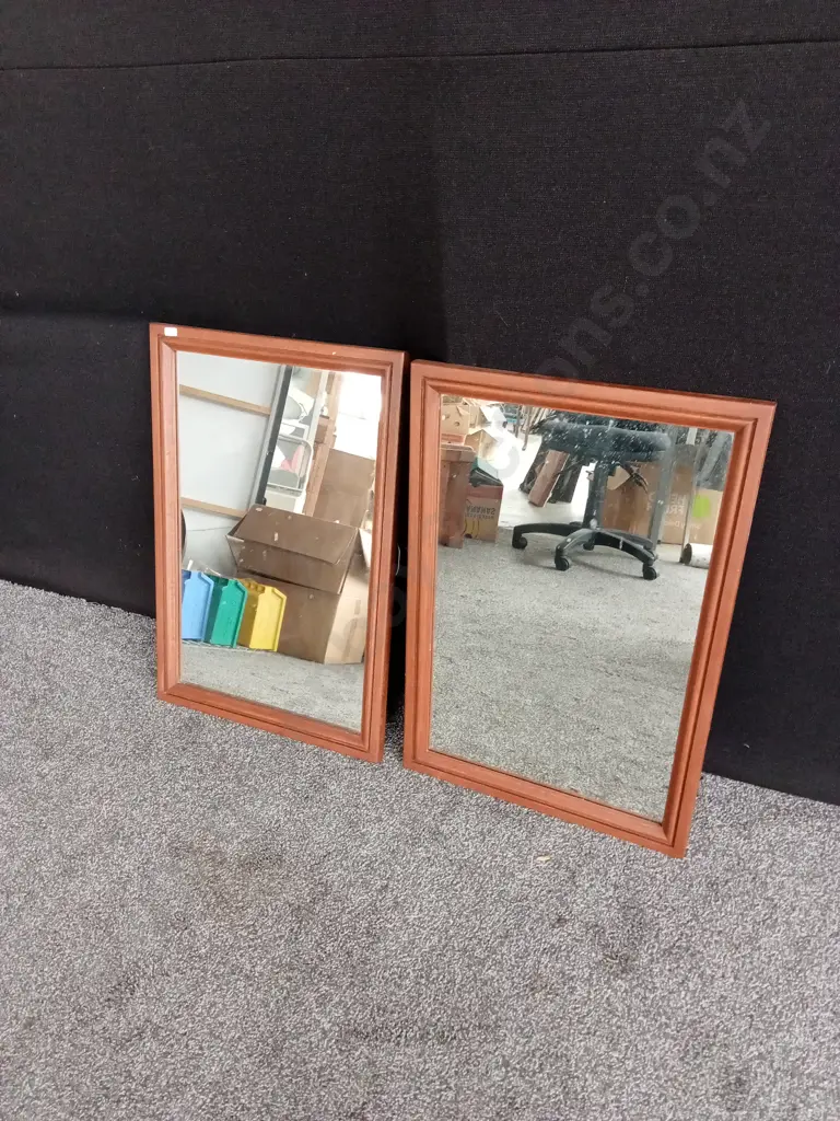 2 WOODEN FRAMED MIRRORS Image 1++