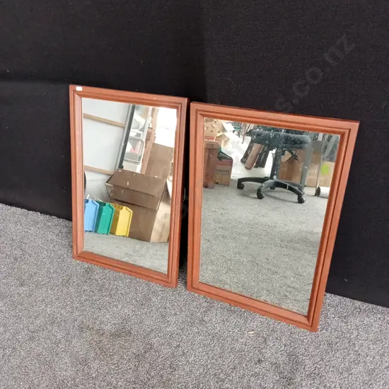 2 WOODEN FRAMED MIRRORS
