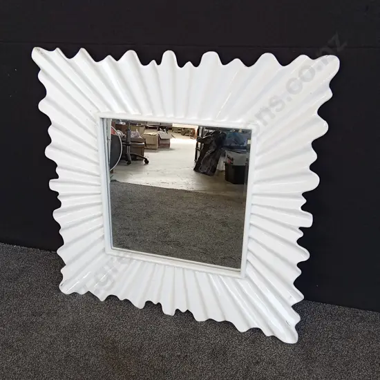 WHITE FRAMED MIRROR 1.06 X 1.06