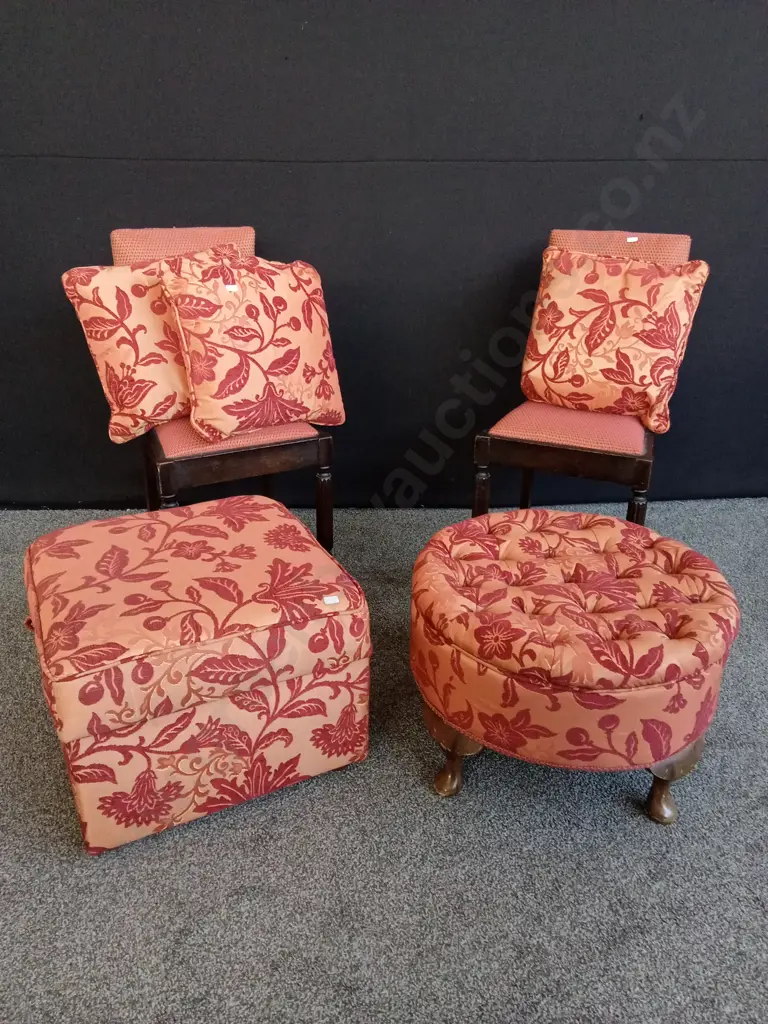 PAIR OF VINTAGE SKIPPER CHAIRS 2 MATCHING OTTOMANS WITH 3 CUSHIONS Image 1++