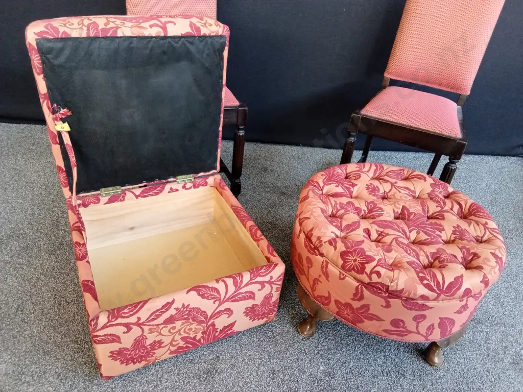 PAIR OF VINTAGE SKIPPER CHAIRS 2 MATCHING OTTOMANS WITH 3 CUSHIONS Image 1++