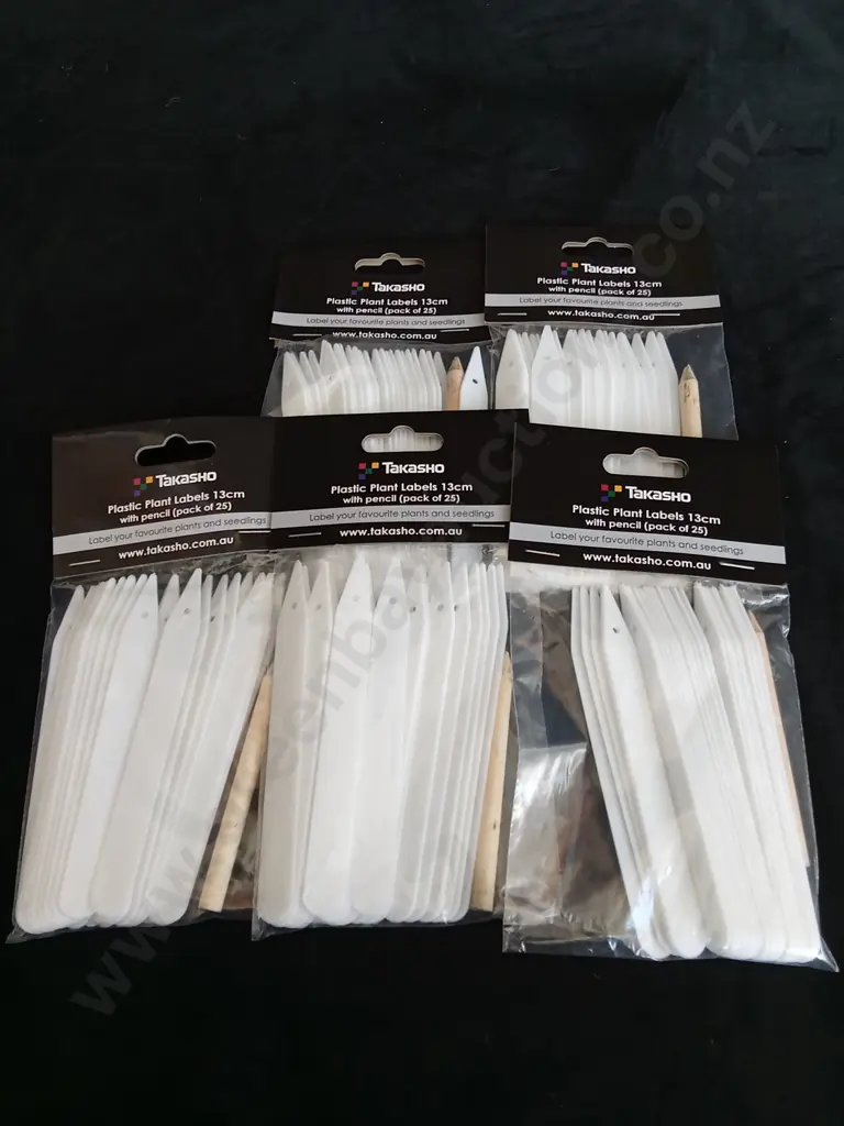 5 BRAND NEW TAKASHO PLASTIC PLANT LABELS 13CM WITH PENCIL Image 1++