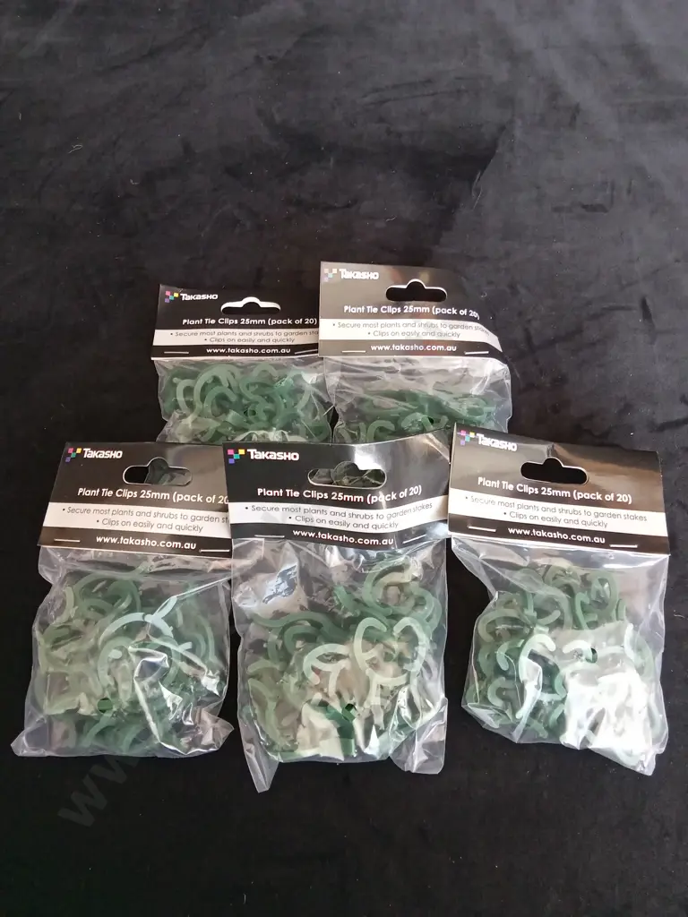 5 BRAND NEW TAKASHO PLANT TIES CLIP BAGS OF 20 Image 1++