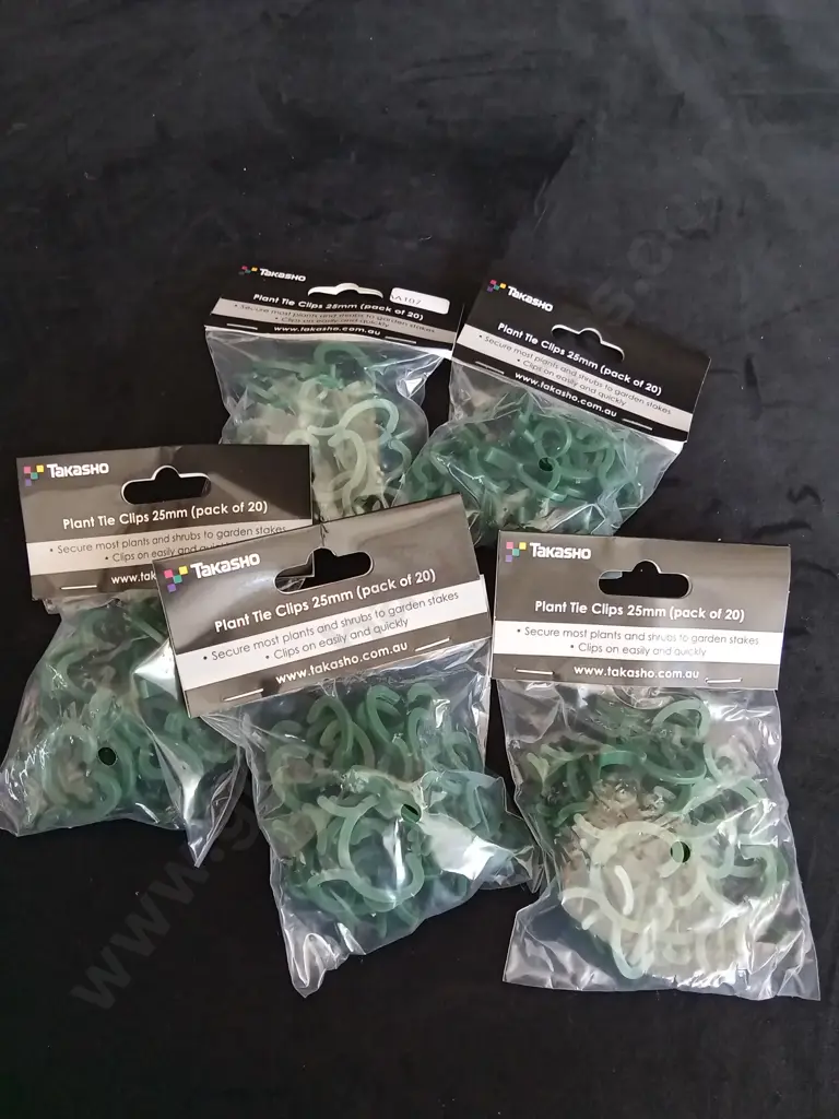 5 BRAND NEW TAKASHO PLANT TIES CLIP BAGS OF 20 Image 1++