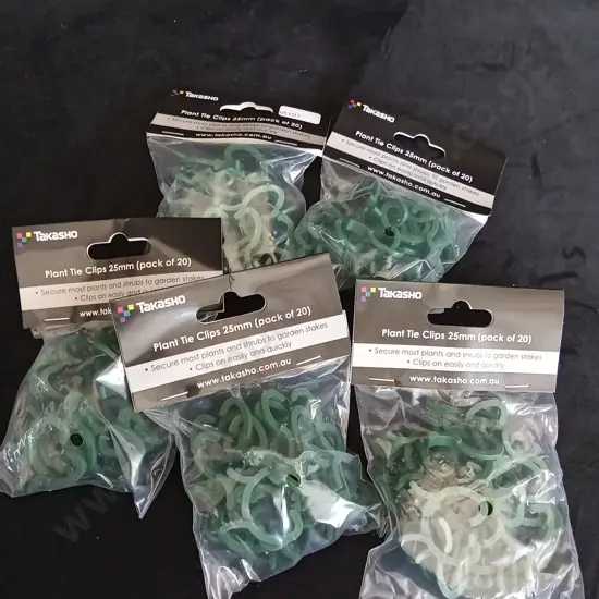 5 BRAND NEW TAKASHO PLANT TIES CLIP BAGS OF 20