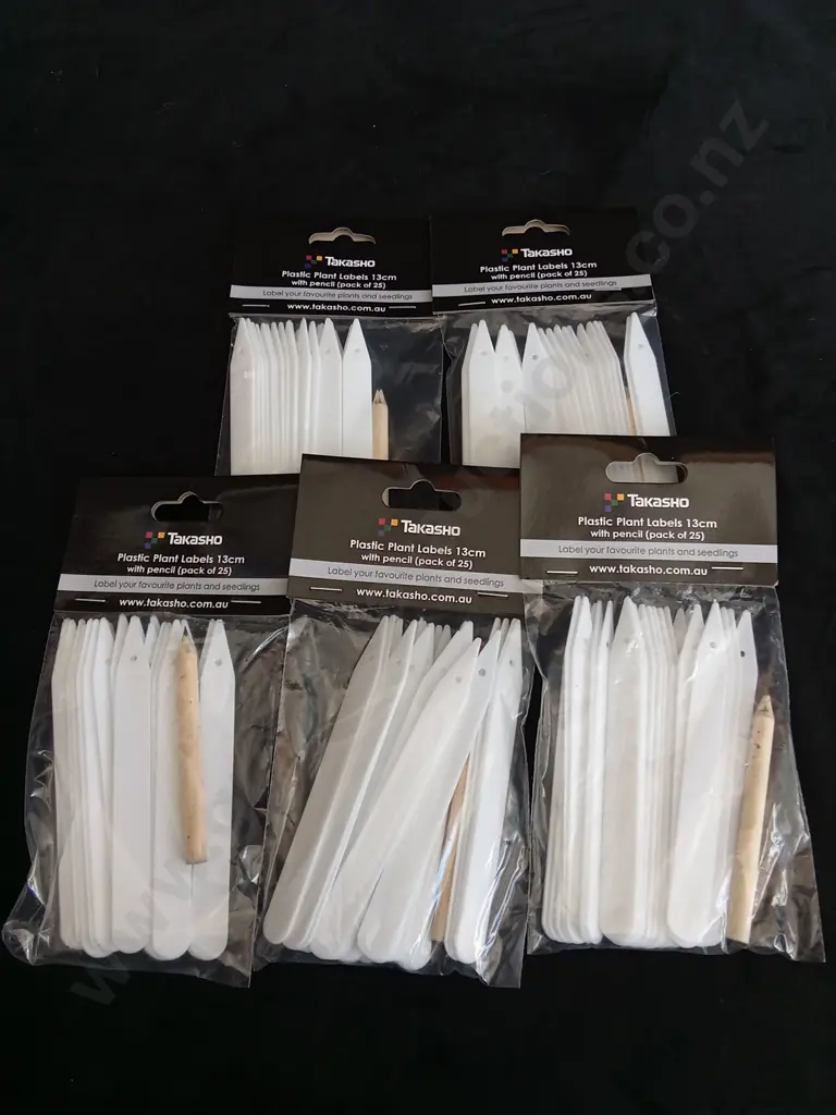 5 BRAND NEW TAKASHO PLASTIC PLANT LABELS 13CM WITH PENCIL Image 1++