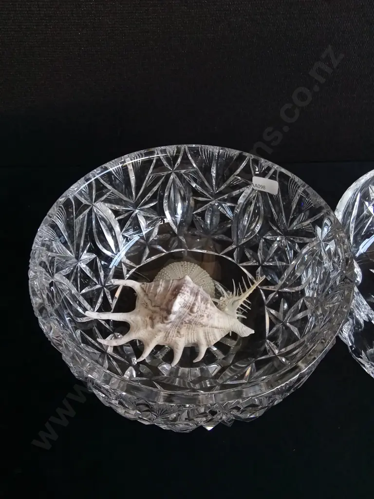 PAIR OF DECORATIVE GLASS BOWLS AND SHELLS Image 1++