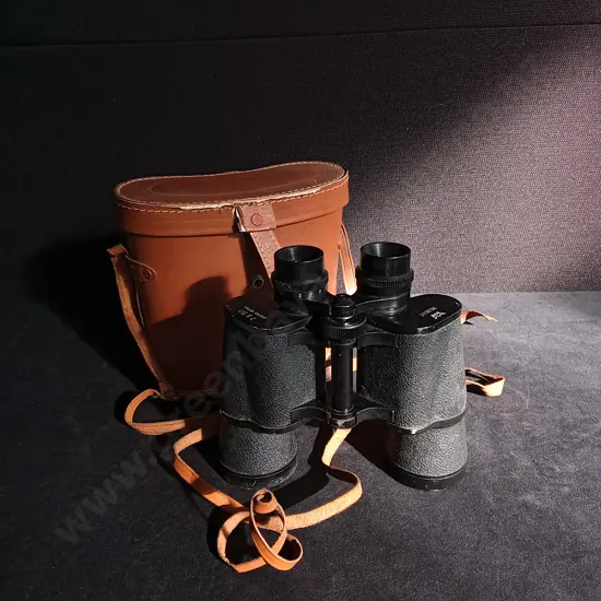 BINOCULARS WITH LEATHER CASE (STRAP BROKEN)