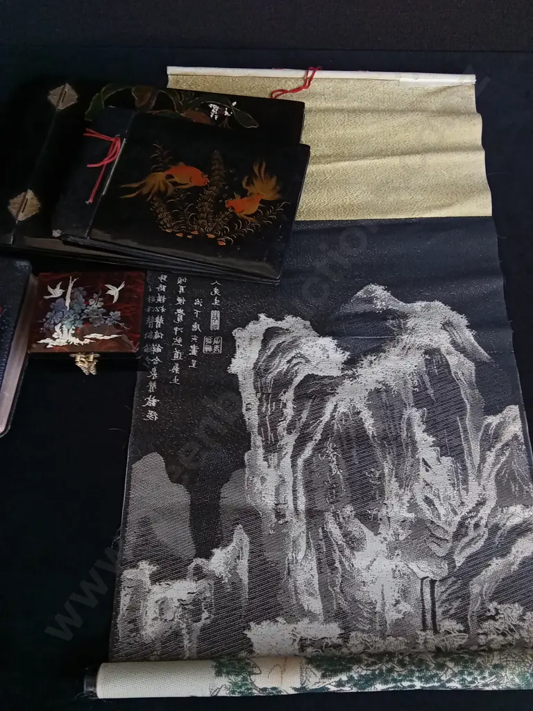 MIX OF ITEMS, INCLUDING PHOTO ALBUMS, DECORATIVE BOXES AND SCROLL Image 1++