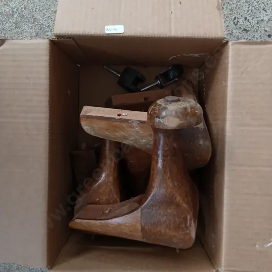 BOX OF WOODEN FURNITURE LEGS