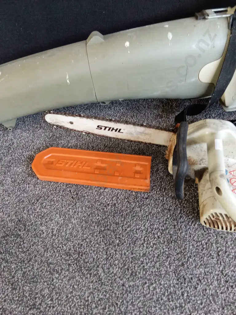 STIHL CHAINSAW RYOBI EMB1800T GARDEN BLOWER VAC AND A LONG HANDELED MATTOCK Image 1++