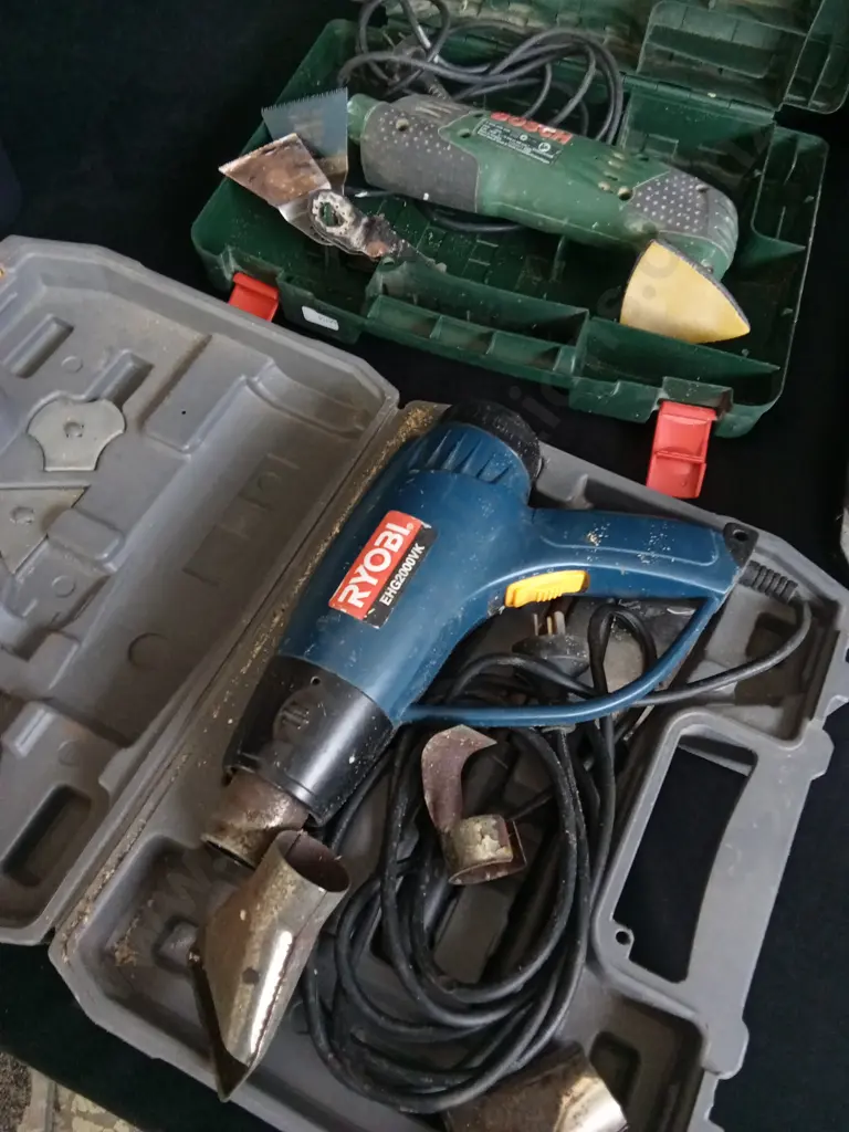MIX OF TOOLS IN CASES, SANDER, HEAT GUN, DRILL Image 1++