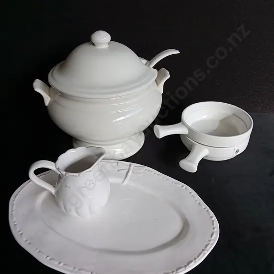 MIX OF WHITE SERVING DISHES