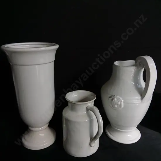 3 PIECES WHITE VASES