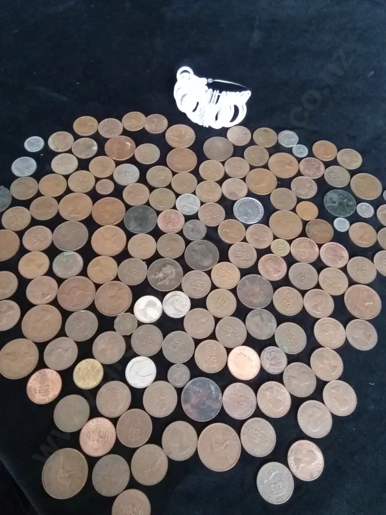 COLLECTION OF COINS AND A RING SIZER Image 1++