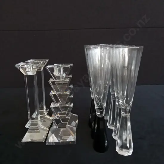GLASSES AND GLASS CANDLE HOLDERS