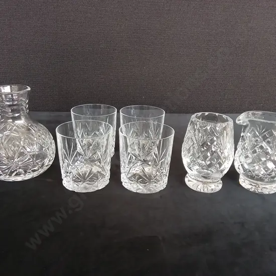 4 GLASSES AND 3 GLASS ITEMS