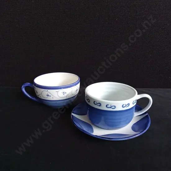 POOH KICKER CUP AND SAUCER, AND STUDIO CERAMICS MUG