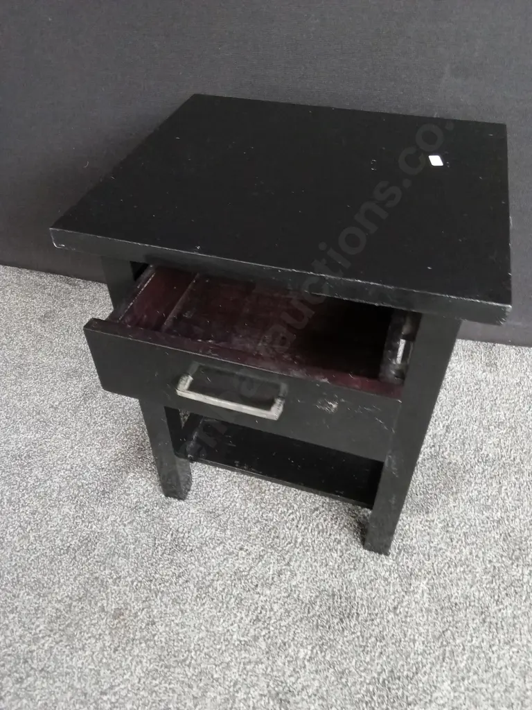 BLACK TABLE WITH DRAWER H56CM D41CM L46CM Image 1++