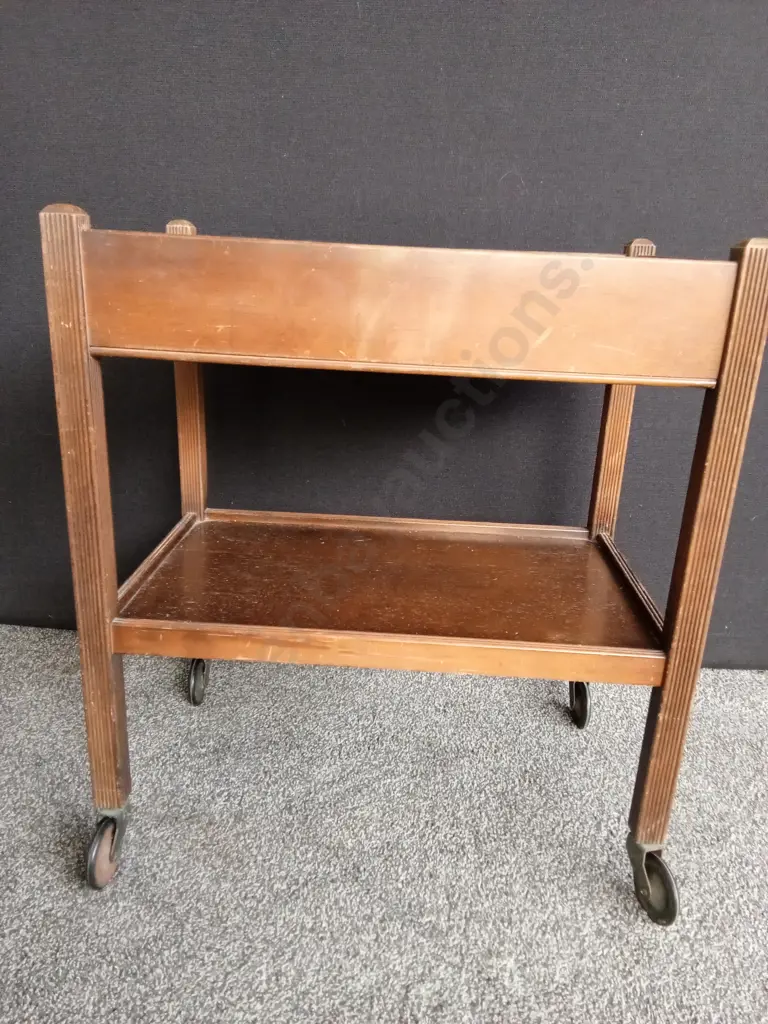 WOODEN TABLE ON WHEELS WITH A DRIVING TRAY Image 1++