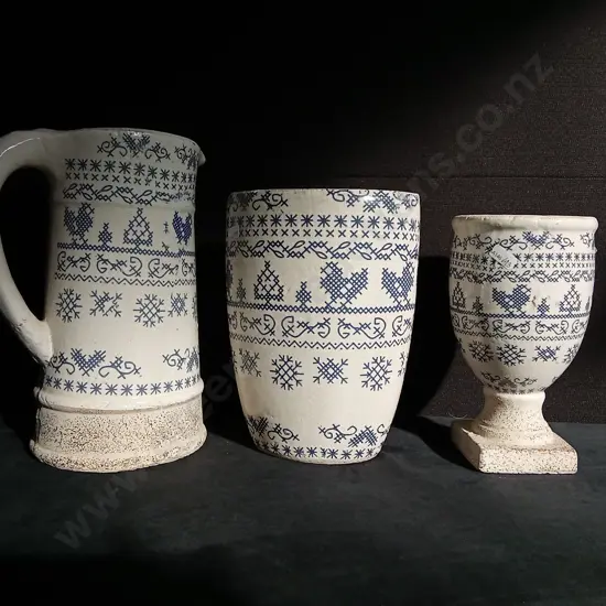 3 PIECES RUSTIC CERAMIC POTS AND PITCHER