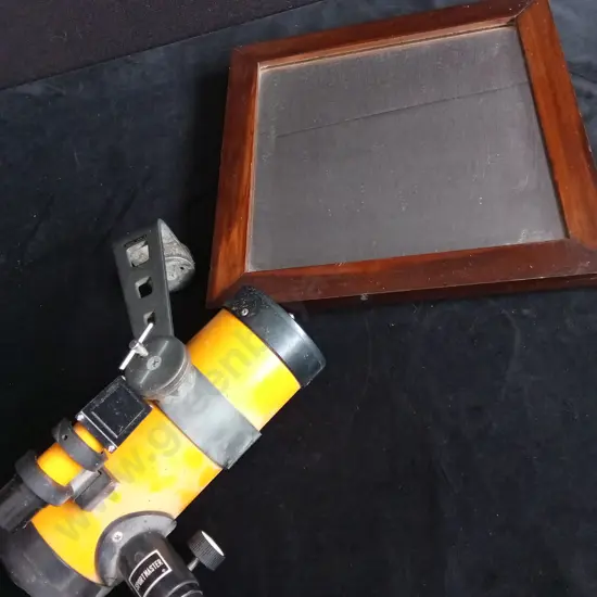 FRAMED SQUARE MIRROR AND SPORTSMASTER TELESCOPE