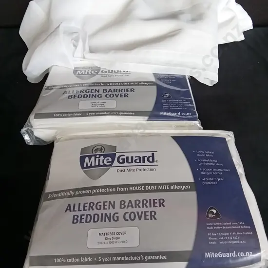 KING SINGLE ALLERGEN BARRIER MATTRESS AND DUVET COVER WITH CURTAINS