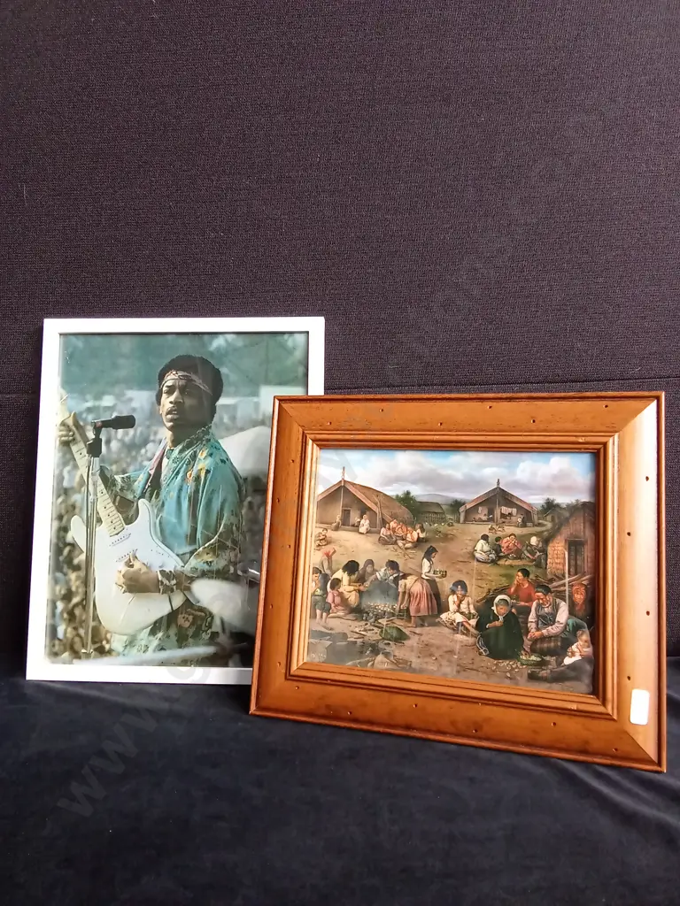 FRAMED JIMI HENDRIX PHOTO AND LINDAUER PRINT Image 1++