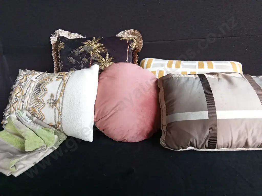 5 CUSHIONS AND 2 CUSHION COVERS Image 1++