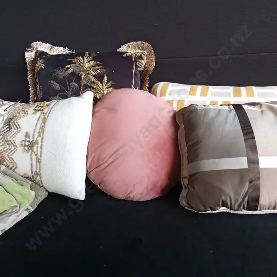 5 CUSHIONS AND 2 CUSHION COVERS