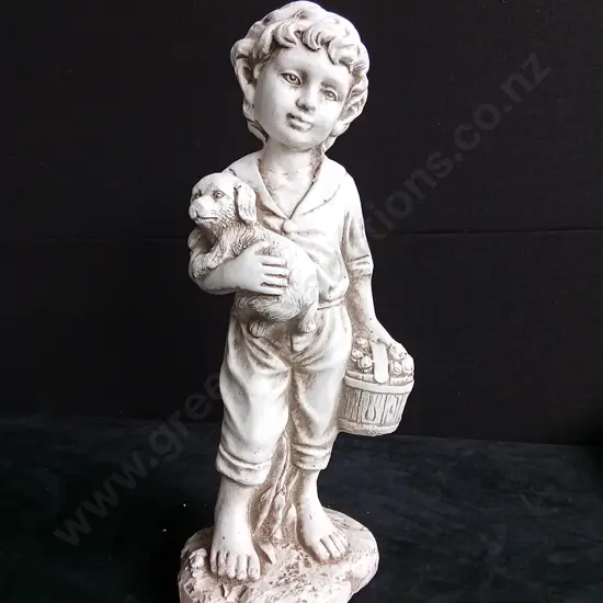 TAKASHO FIGURINE BOY WITH DOG H 50CM BRAND NEW