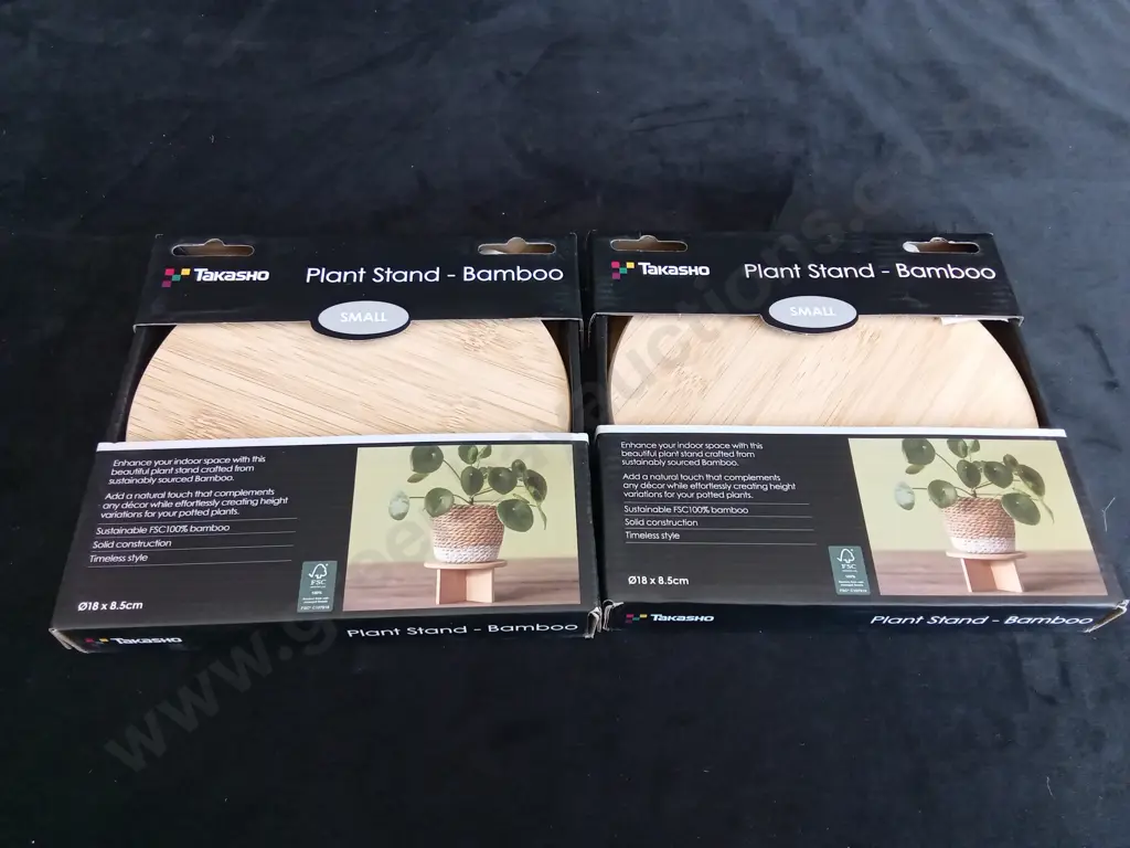 2 BRAND NEW TAKASHO BAMBOO PLANT STAND SMALL Image 1++