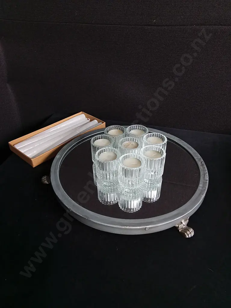 MIRRORED TRAY AND CANDLES Image 1++