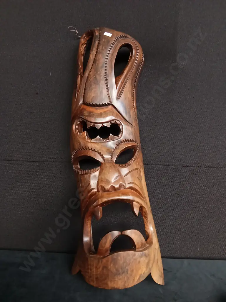 HAND CARVED WOODEN TIKI WALL MASK Image 1++