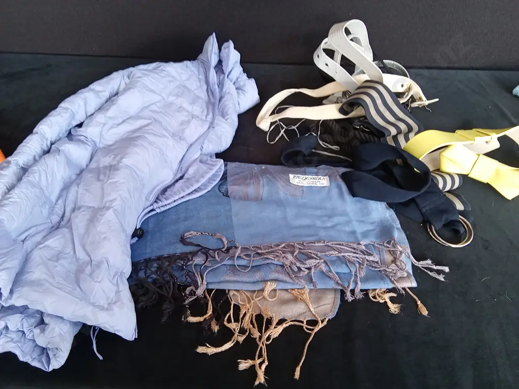 100% CASHMERE SCARF LARGE UNIQLO JACKET AND ASSORTED BELTS Image 1++