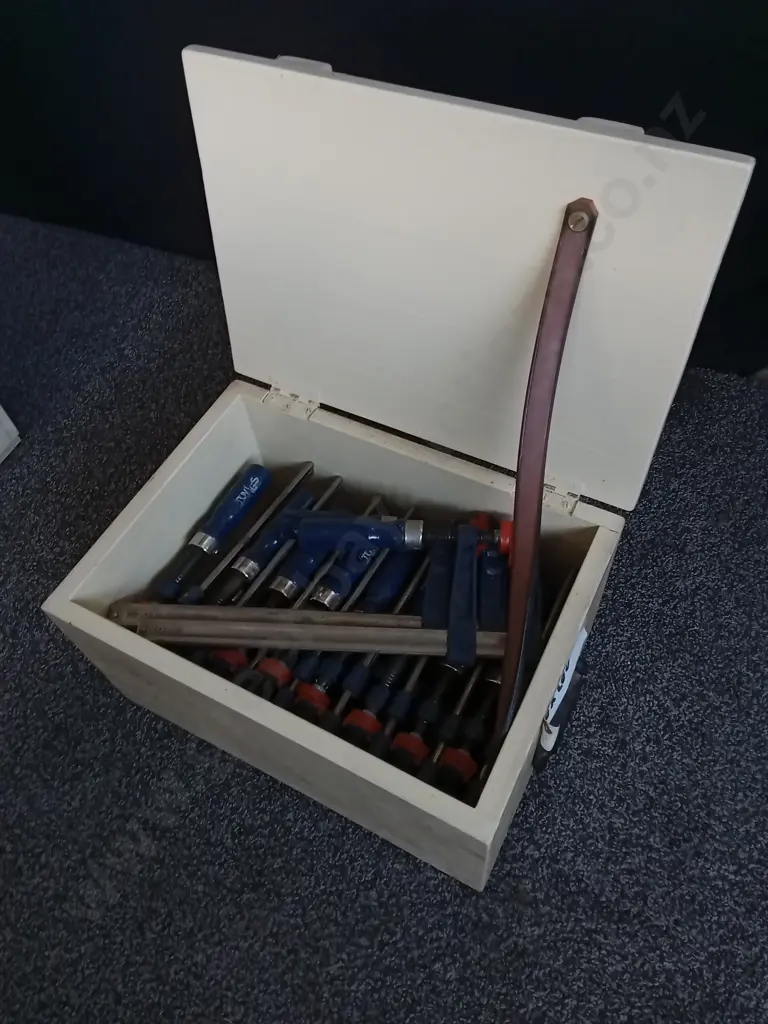 WOODEN BOX OF CLAMPS Image 1++