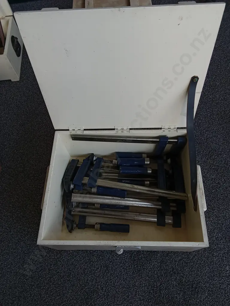 WOODEN BOX OF CLAMPS Image 1++