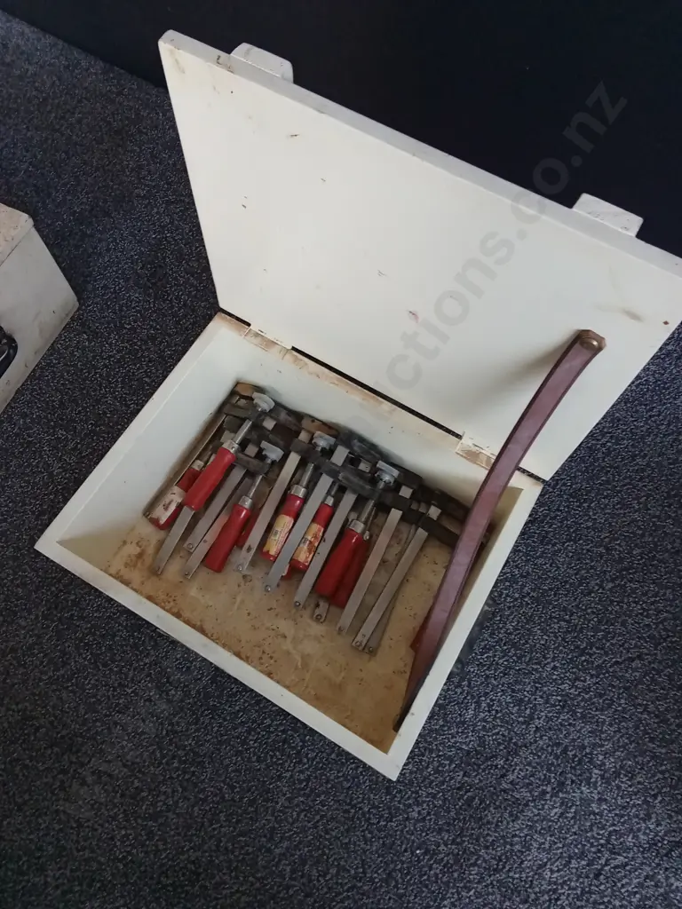 WOODEN BOX OF CLAMPS Image 1++