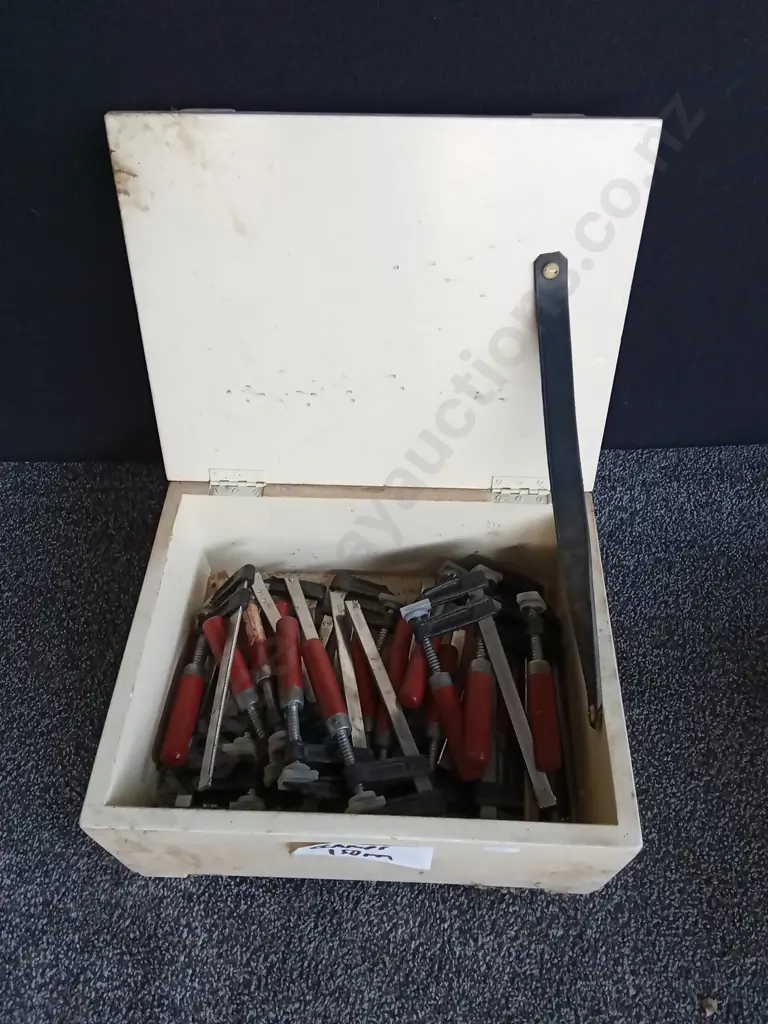 WOODEN BOX OF CLAMPS Image 1++