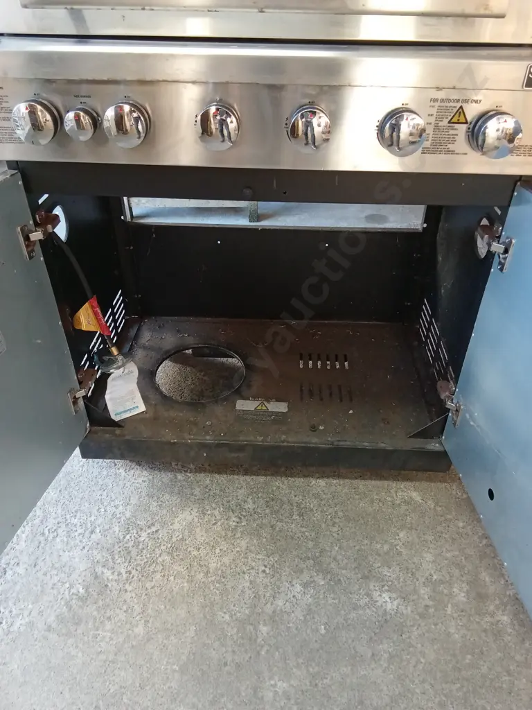 SIMON GAULT 6 BURNER BBQ WITH GLASS VIEWING WINDOW AND SIDE BURNER NO GAS BOTTLE Image 1++